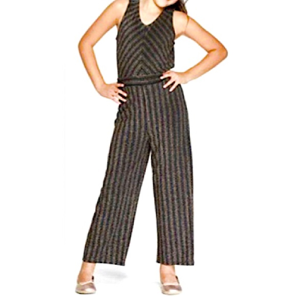 ART CLASS Girls' Metallic Striped Jumpsuit XXL